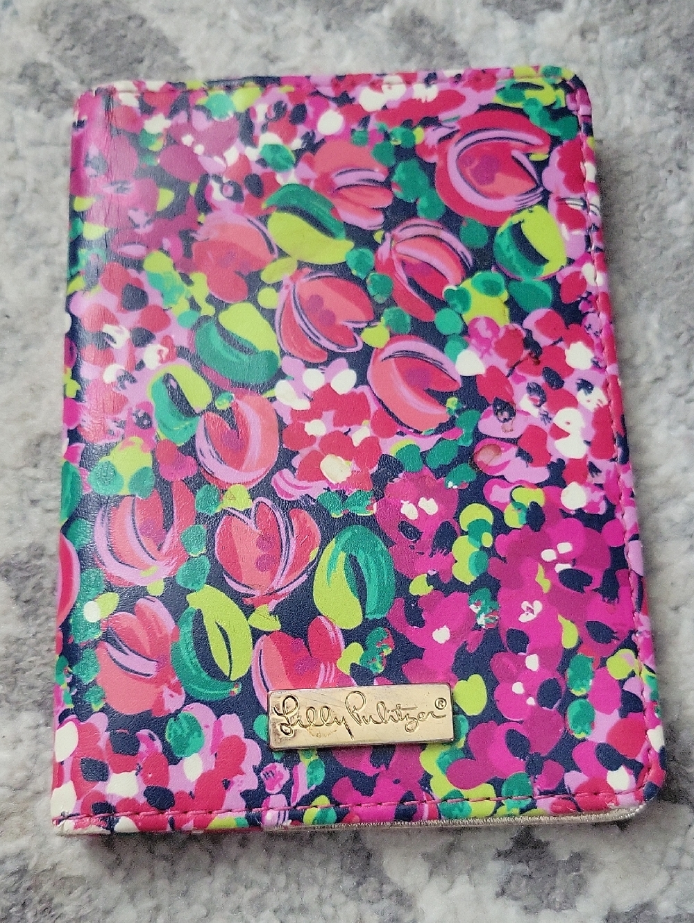 Lilly Pulitzer Bright Floral Passport Case - Pink Green Navy